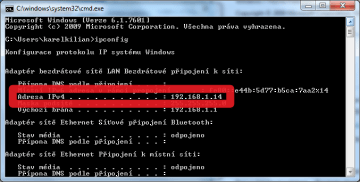 Zjištění IP adresy pod Windows 7
