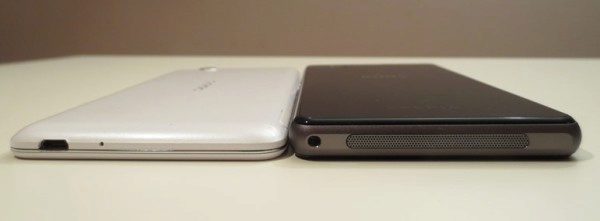 Sony Xperia Z1 Compact porovnání tloušťky s Oppo R819