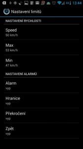 Nastavení rychlostních limitů