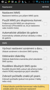 Možnosti nastavení aplikace Textra SMS