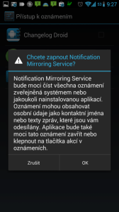 Povolení přístupu k oznámením službě Notification Mirroring Service