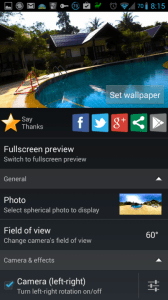 Photosphere HD Live Wallpaper: Možnosti nastavení