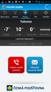 Horská služba: volání pomoci a odeslání SMS