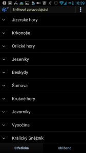 Meteor - Sněhové zpravodajství: seznam hor