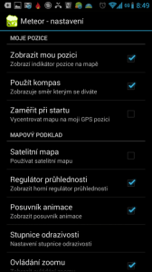 Meteoradar: možnosti nastavení