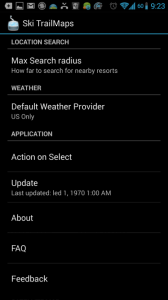 Ski TrailMaps: možnosti nastavení