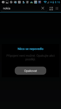 Pokus o vyhledávání v Nokia Store