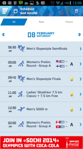 Sochi 2014 Results: kalendář událostí