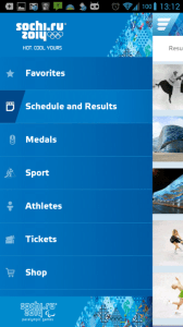 Sochi 2014 Results: postranní nabídka
