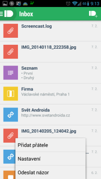 Možnosti pod tlačítkem Menu