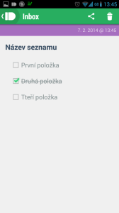 Zobrazení seznamu v aplikaci Pushbullet