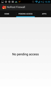 Zatím prázdná sekce Pending Access