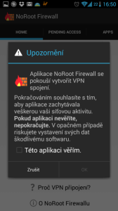 Požadavek na vytvoření VPN