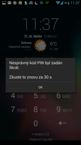 Reakce na nesprávné zadání PINu