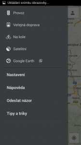 Mapy: postranní nabídka