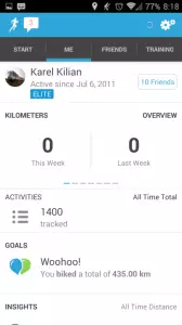 Runkeeper: sekce uživatele