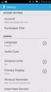 Runkeeper: možnosti nastavení