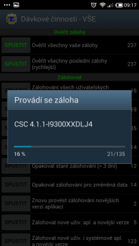 Provádí se dávková záloha