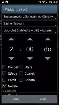 Přidání nového zálohovacího plánu