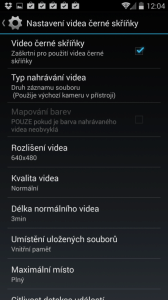 Nastavení videa černé skříňky