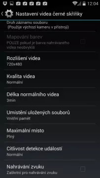 Nastavení videa černé skříňky