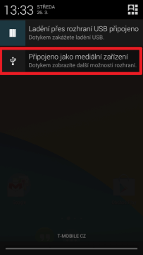 Připojeno jako mediální zařízení