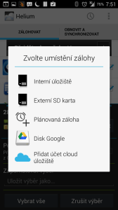 Volba umístění zálohy