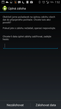 Dialog systémové zálohy