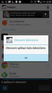 Obnova aplikací byla dokončena
