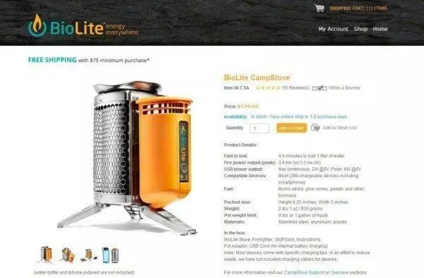 BioLite CampStove můžete objednat na oficiálních stránkách za cenu 129,95 dolarů