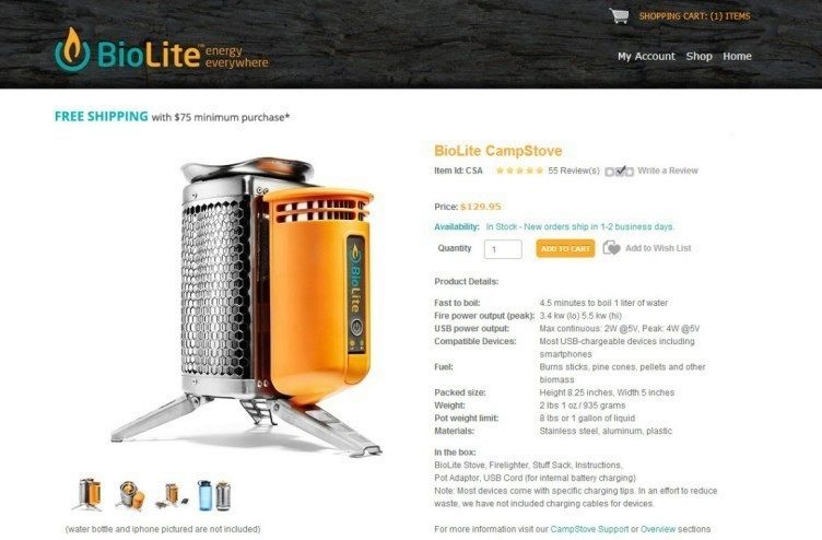 BioLite CampStove můžete objednat na oficiálních stránkách za cenu 129,95 dolarů