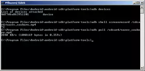 Příkaz adb pull pro stažení videa do PC