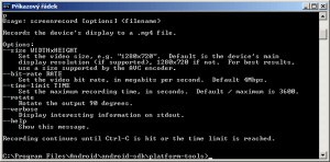 Parametry příkazu adb shell screenrecord