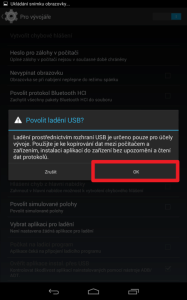 Povolte ladění USB