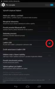 Ladění USB je povoleno