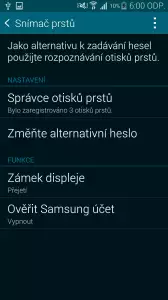 Samsung Galaxy S5 čtečka otisků prstů