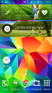 Samsung Galaxy S5 domovká obrazovka zeměpisné zprávy