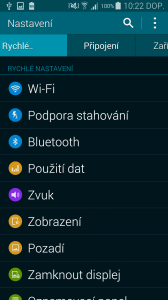 Samsung Galaxy S5 nastavení karty