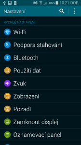 Samsung Galaxy S5 nastavení seznam