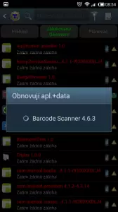 Obnovuje se aplikace a data