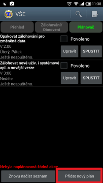 Tlačítko Přidat nový plán