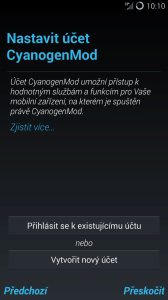 Přihlášení k účtu CyanogenMod