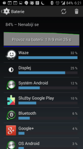 Spotřeba baterie při použití navigace Waze