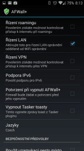 Možnosti nastavení AFWall+