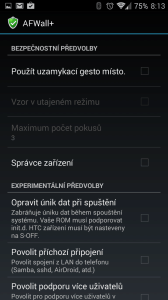 Možnosti nastavení AFWall+