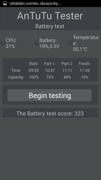Test akumulátoru v benchmarku AnTuTu tester