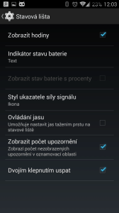 Nastavení stavové lišty