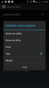 Nastavení indikátoru stavu baterie