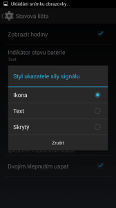 Nastavení stylu ukazatele síly signálu