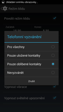 Nastavení režimu klidu